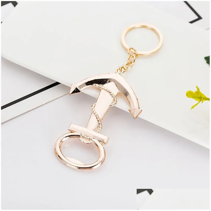 vintage boat anchor opener keychain zinc alloy beverage keyring beer bottle opener promotion gift qw8168