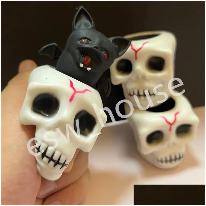 halloween party squeeze ghost skull shape evil fun toys kids adult decompression skull rubber squishes toy