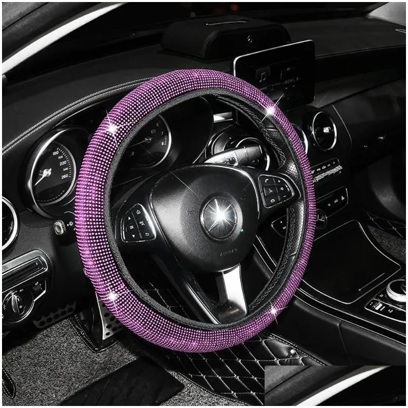 steering wheel covers universal 38cm car cover colorful diamond soft protector set bling accessories for woman