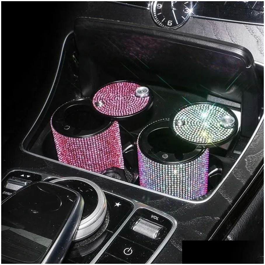 car ashtray smoke cup holder storage cup ash tray pink rhinestone ashtray for cars diamond accessories interior for women