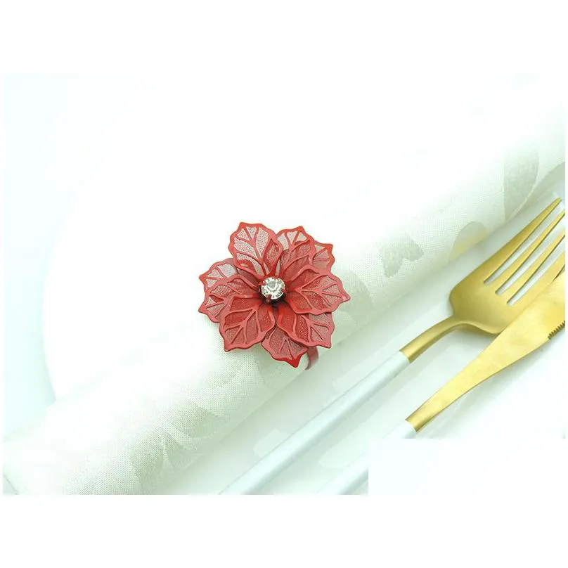fashion 5cm napkin rings plating flower shaped hotel napkin decoration wedding party accessory