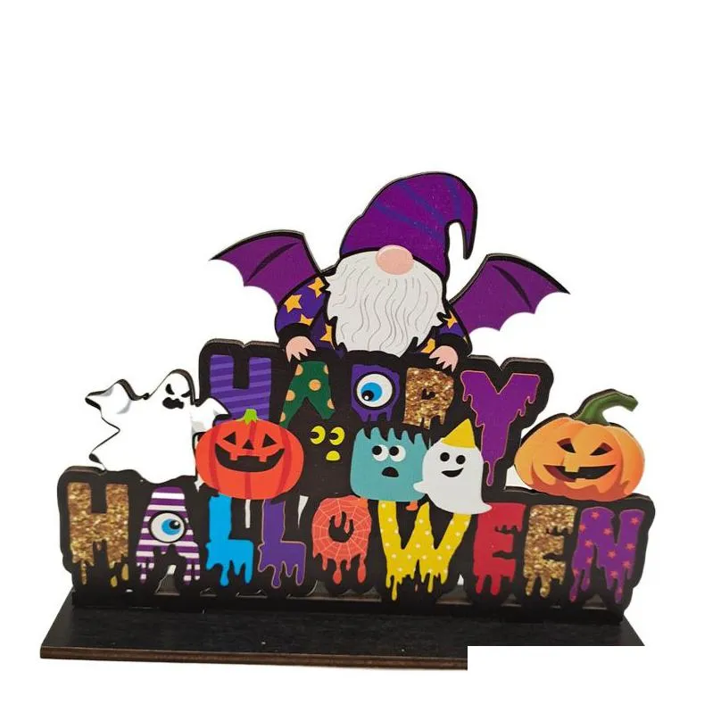 happy halloween party wooden centerpiece signs trick or treat boo bat ghost tabletop decorations