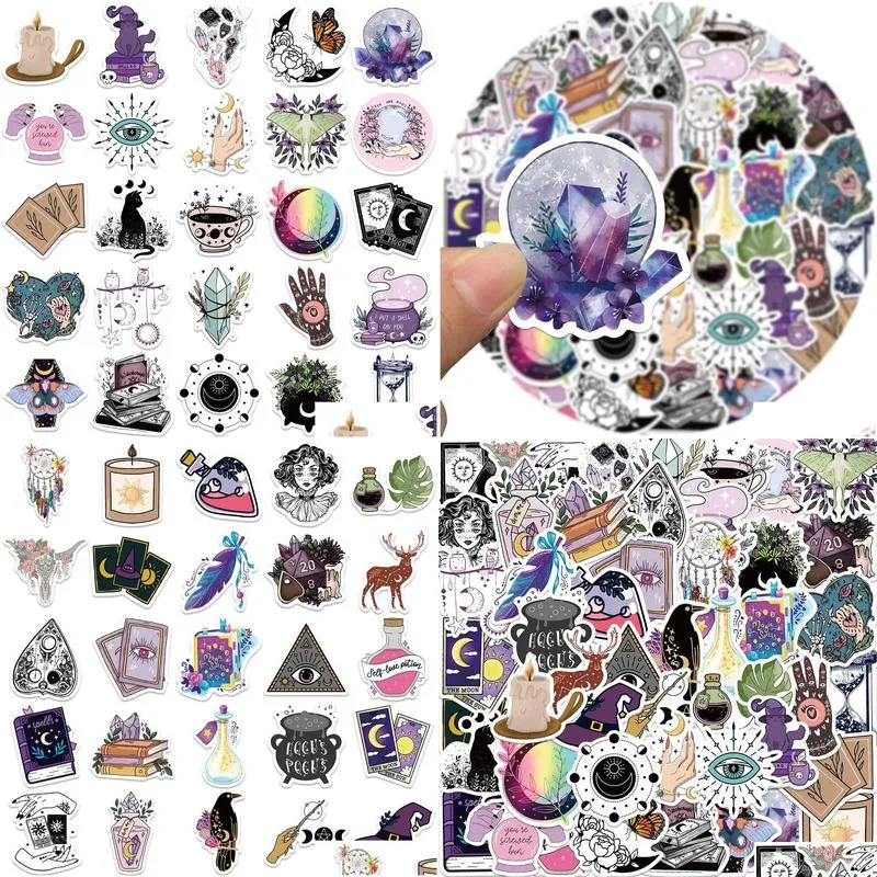 50pcs bohe witchy apothecary moon graffiti stickers witch sticker astrology tarot goth waterproof toy decals