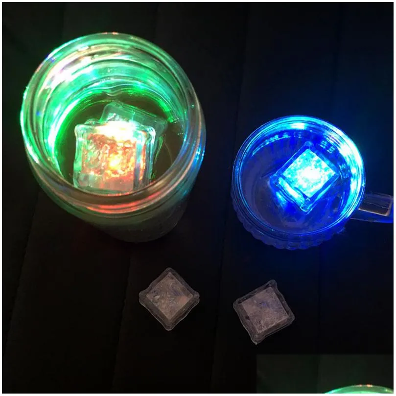 fast shipping christmas decoration flash ice cube wateractived led light put into water drink flash automatically for party wedding