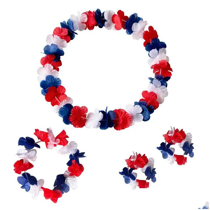 40pcs hawaiian wreath combination set flower garland necklace bracelet festive seaside party accessories