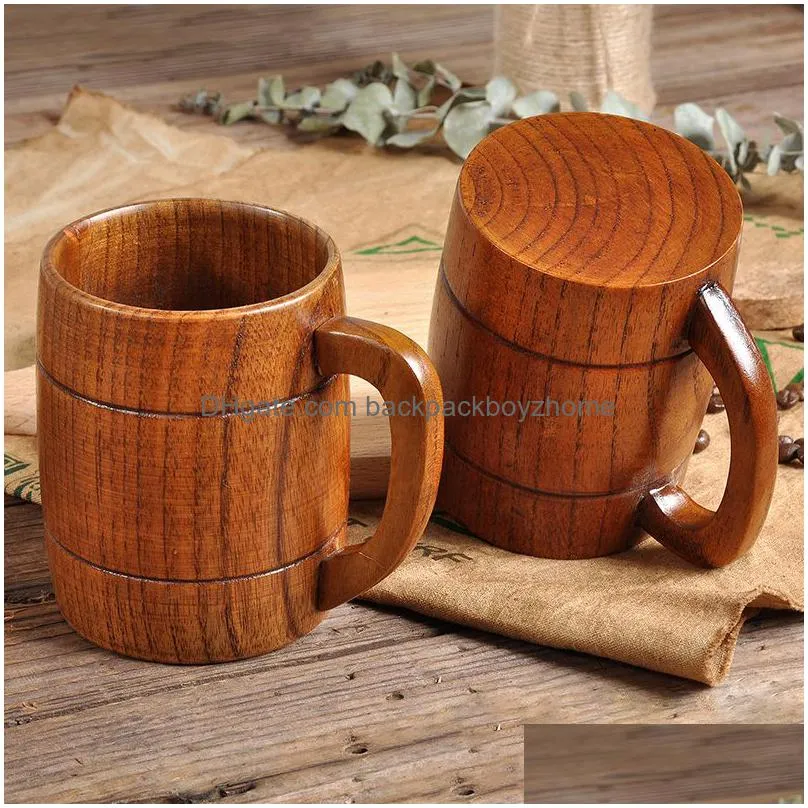 classical wooden beer cup tea coffee water mugs heatproof home office bar party drinkware cups
