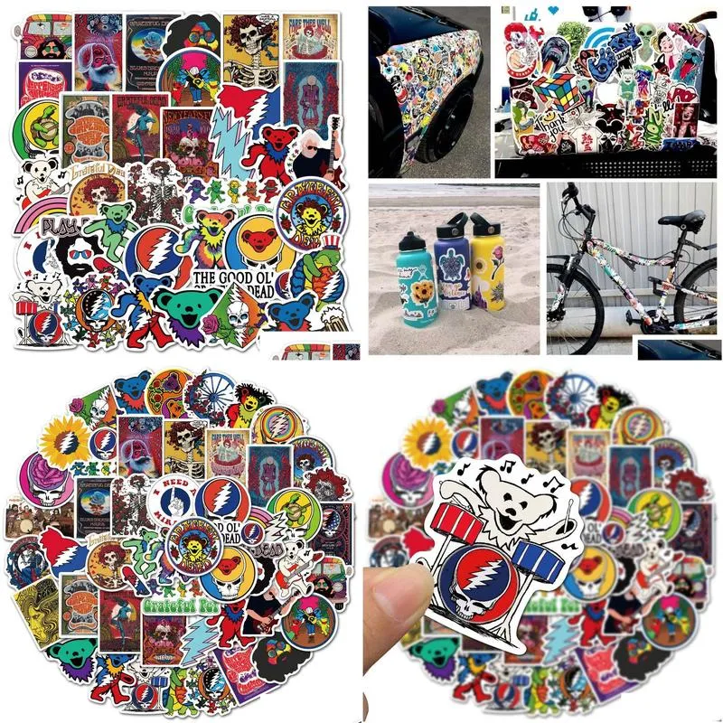 waterproof sticker 50pcs cool grateful dead stickers for car bike motorcycle laptop luggage phone case guitar vinyl decal rock music sticker bomb car