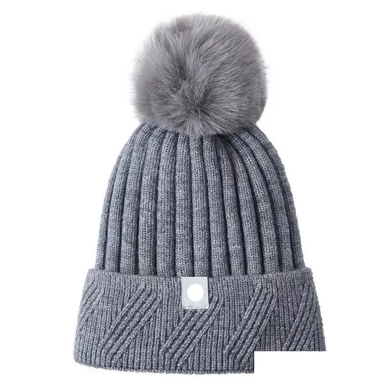 lu02 label knitted beanies hat winter solid color bonnet beanies hats keep warm