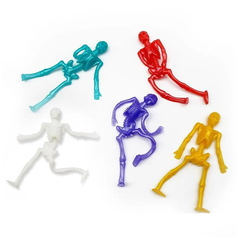 halloween stretchy skeleton toys assorted color flexible skull squishy toy for happy halloween party favors boys girls present