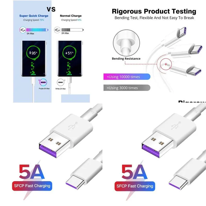 quick  phones data line 5a fast charging usb cable for sansung/xiaomi//android