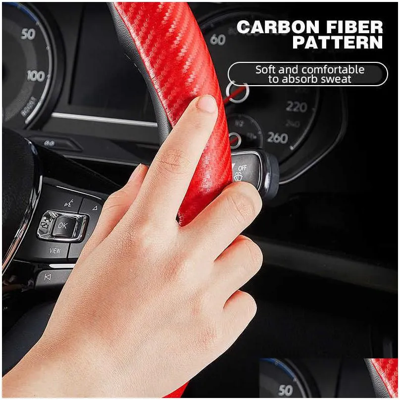  universal nonslip carbon fiber car steering cover steering wheel booster cover for car antiskid accessories