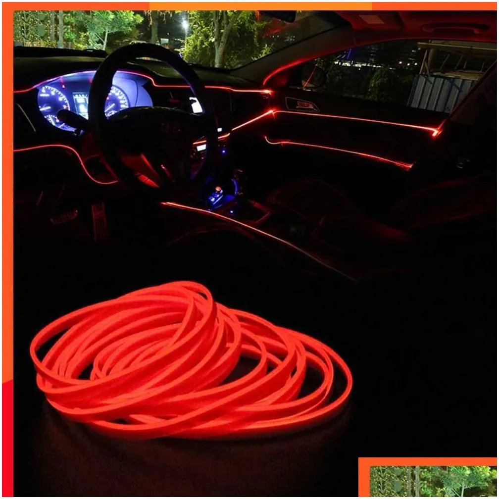 1/3/4/5m car environment el wire led flexible neon interior lights assembly light for automotive decoration lighting accessories