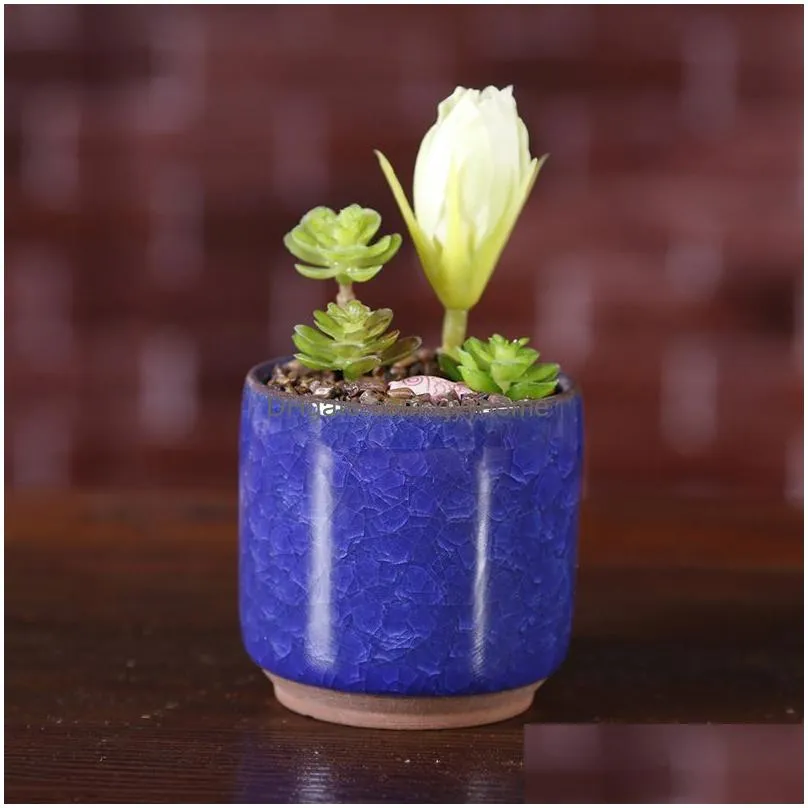 ice cracked mini ceramic flower pot colorful cute flowerpot for desktop decoration meaty potted plants planters 8 colors