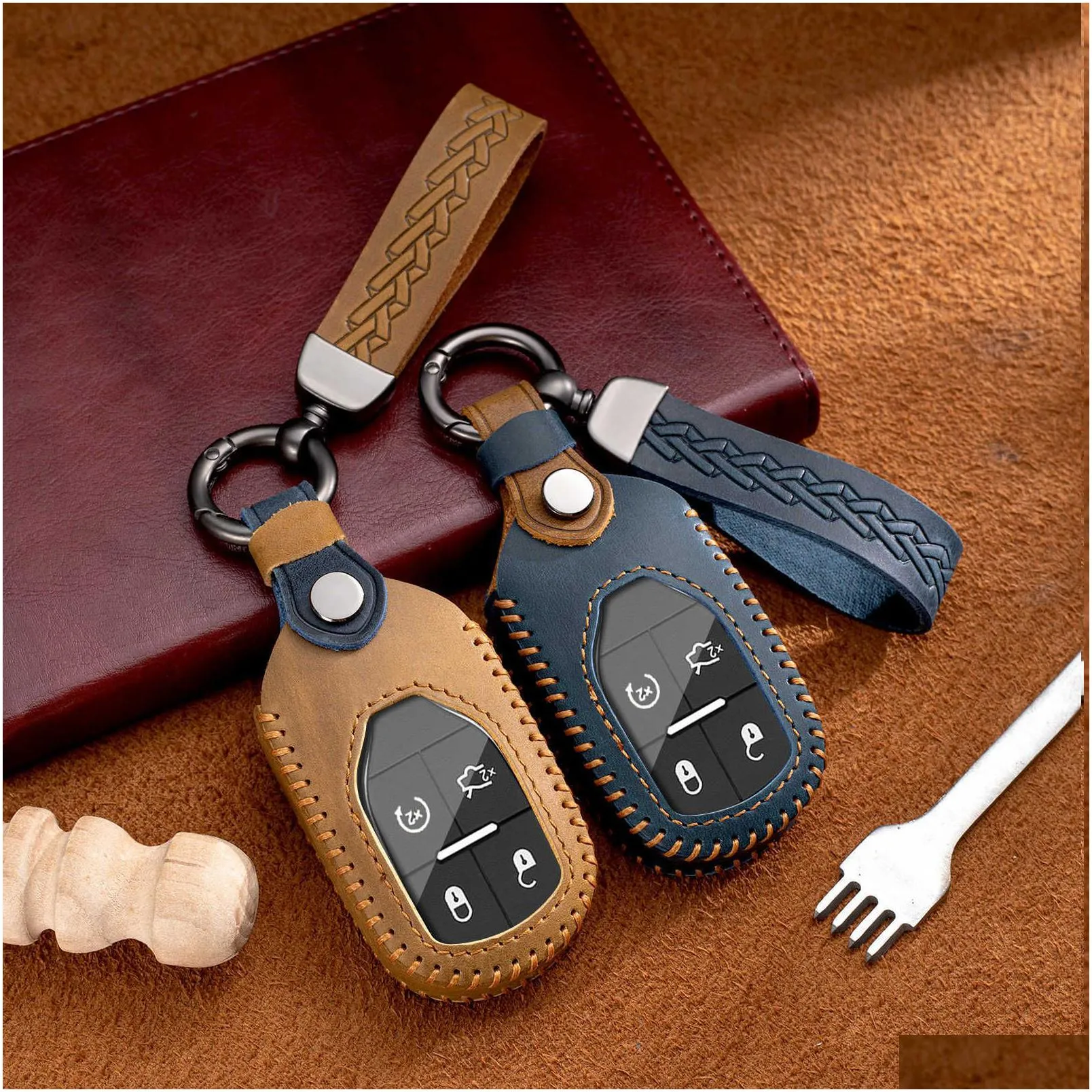  leather car key case cover fob for  ghibli president grecale levante granturismo quattroporte gt grancabrio mc2 keychain