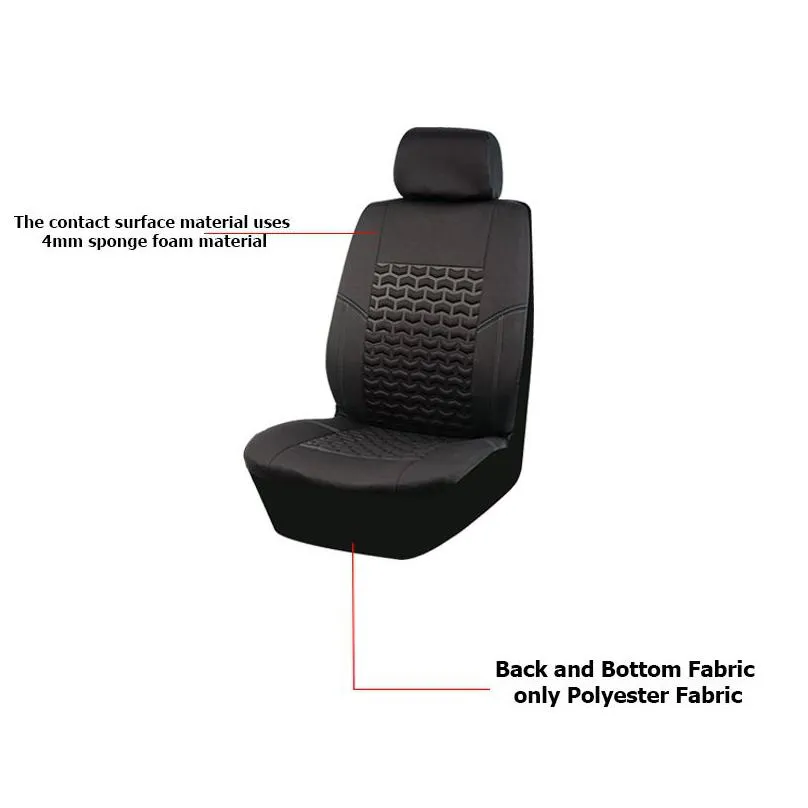 black universal 4mm sponge car seat covers sporty design with three zipper rear seat split car accessories interior
