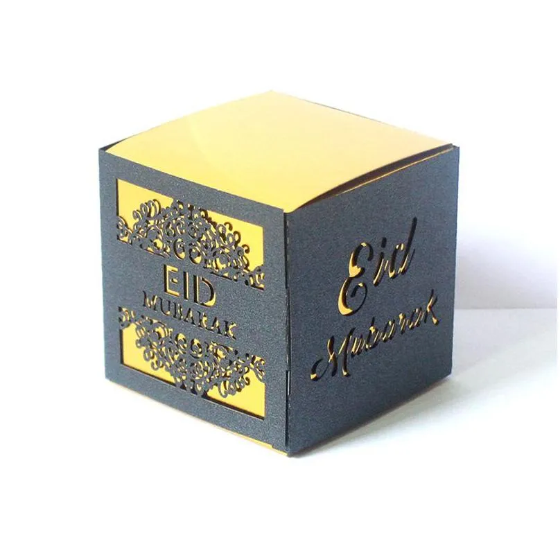 eid mubarak party hollow candy box square ramadan muslim islamic wedding candy favors bag
