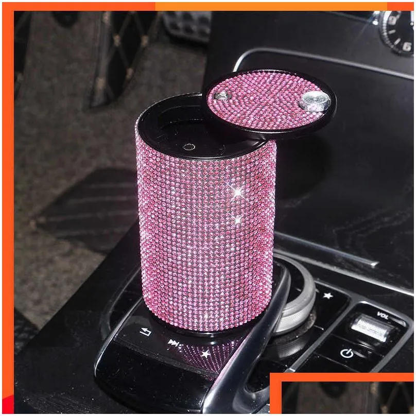 car ashtray smoke cup holder storage cup ash tray pink rhinestone ashtray for cars diamond accessories interior for women