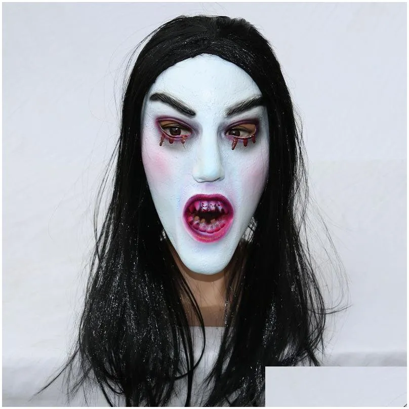 halloween horror party scary latex mask female ghost head haunted house creepy masks for adults