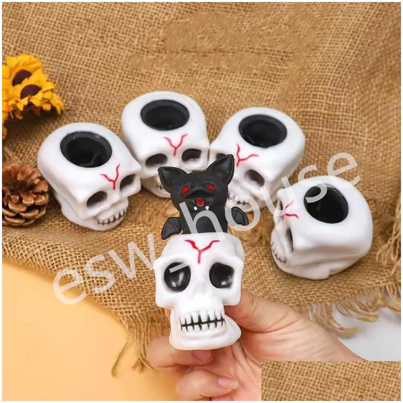 halloween party squeeze ghost skull shape evil fun toys kids adult decompression skull rubber squishes toy