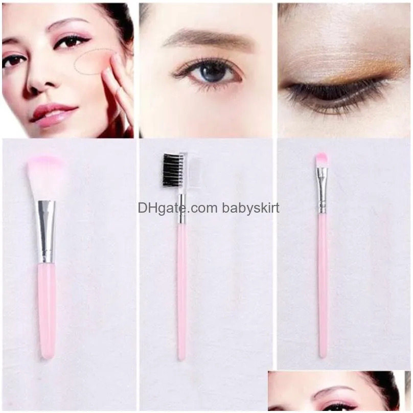 pink makeup brushes for beginner tools kit eye shadow eyebrow eyeliner eyelash lip brush