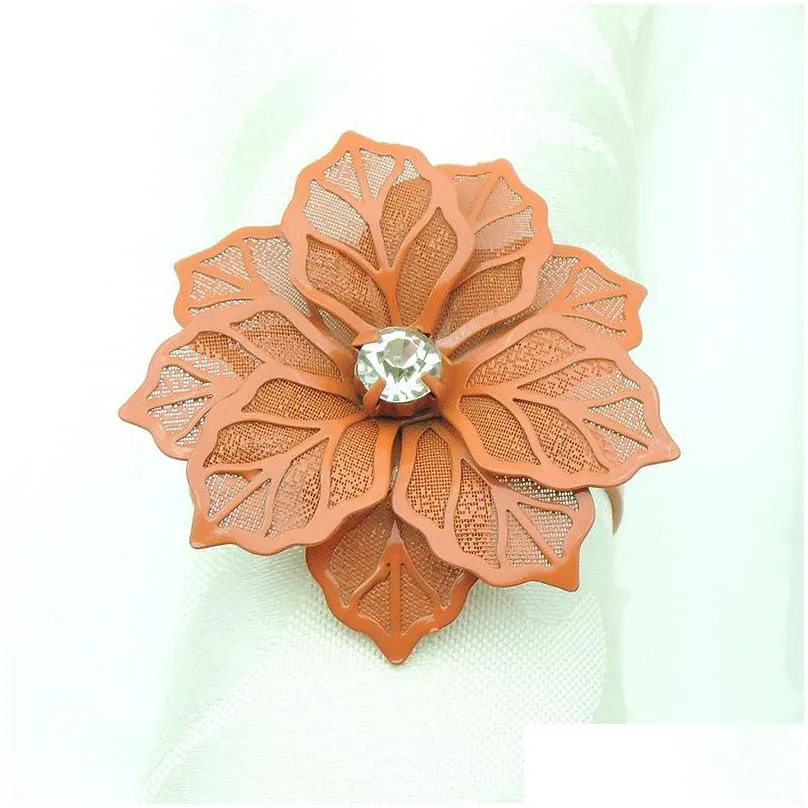 fashion 5cm napkin rings plating flower shaped hotel napkin decoration wedding party accessory