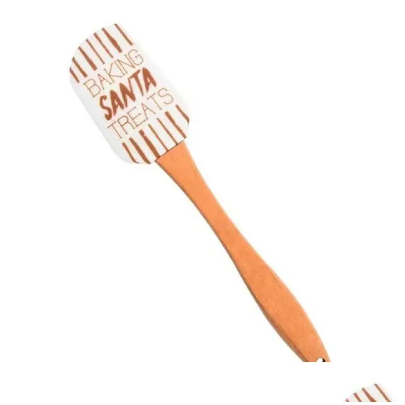 christmas silicone scraper xmas bakeware cream butter spatula with wooden handle great present for christmas decorating