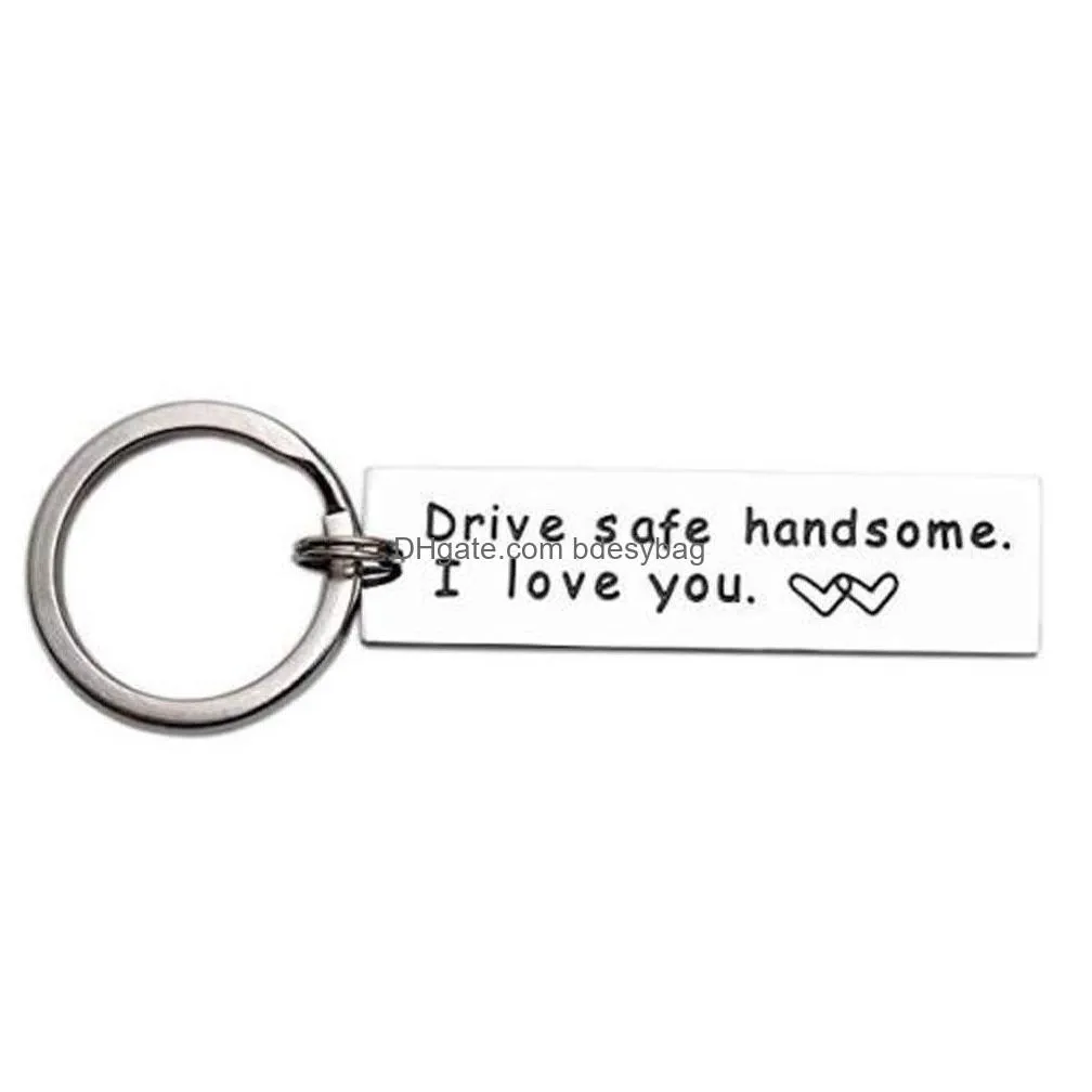 keychain label with key ring motorcycle scooter car and gift drive safe handsome i love you