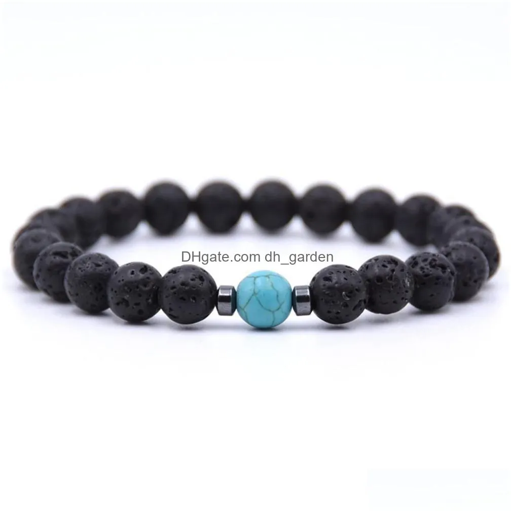 lava rock stone bead bracelets  oil bracelets matt semi gemstone quartz crystal for man women girls stretch anxiety