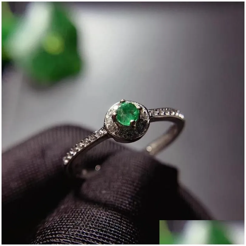 cluster rings kjjeaxcmy fine jewelry natural emerald 925 sterling silver adjustable gemstone women ring support test classic