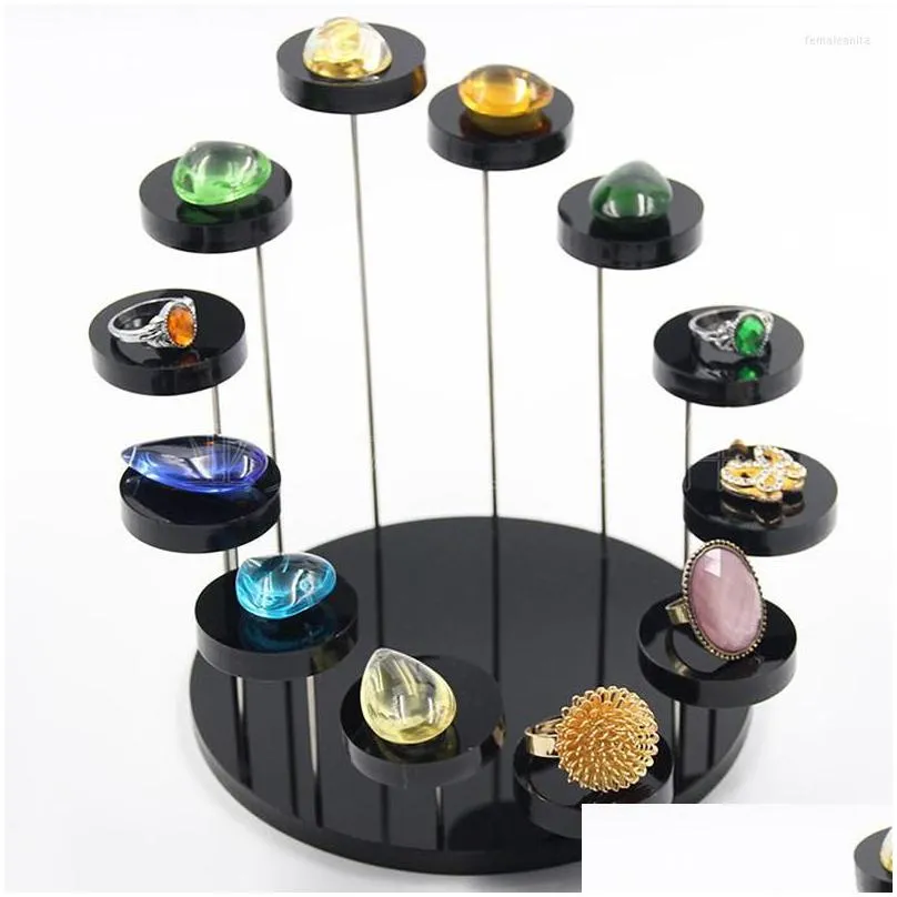jewelry pouches fashion multilayer acrylic ring display rack earring holder pendant gemstone showcase stand desktop