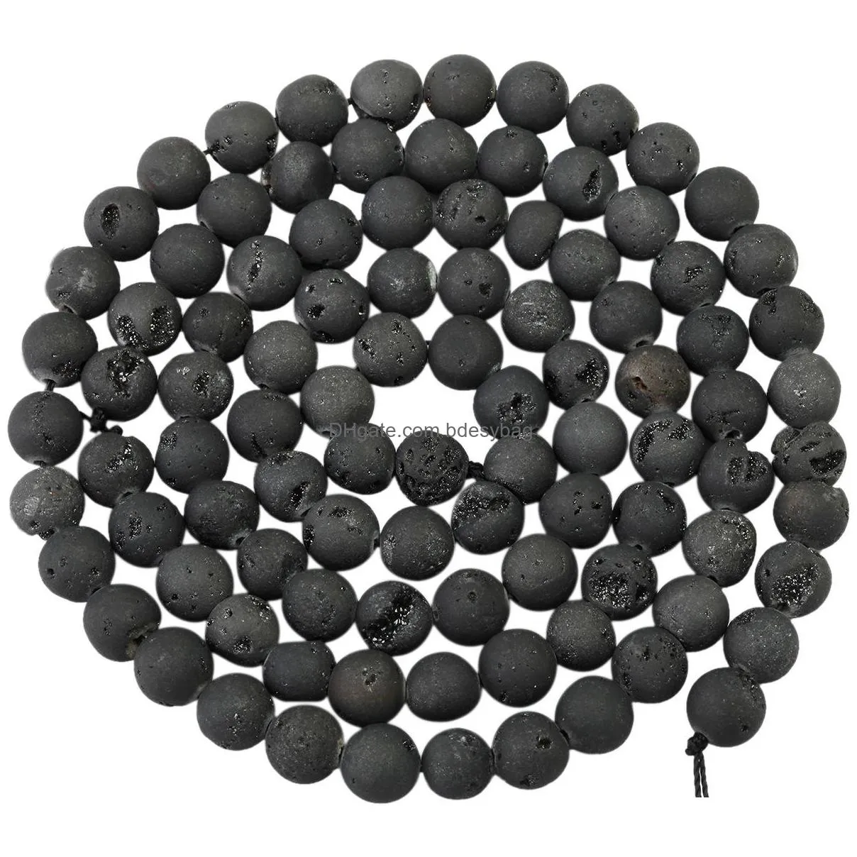 8mm druzy agate crystal round beads 48pcs dursy quartz organic gemstone spherical energy stone healing power for jewelry bracelet mala necklace making 1