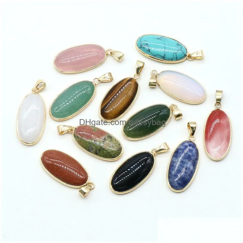 natural stone pendants waterdrop shape mixed stone agate crystal chakra healing stones charms for jewelry making necklace bracelet