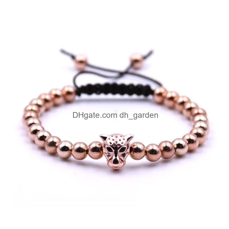 leopard head hollow copper beads bead bracelet mens popular handmade designer bracelet