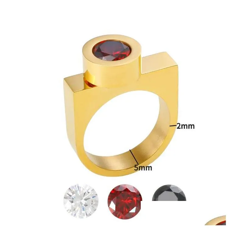  ity diy changable 3 color cubic zirconia ring for women men 316 stainless steel fashion finger rings waterproof jewelry