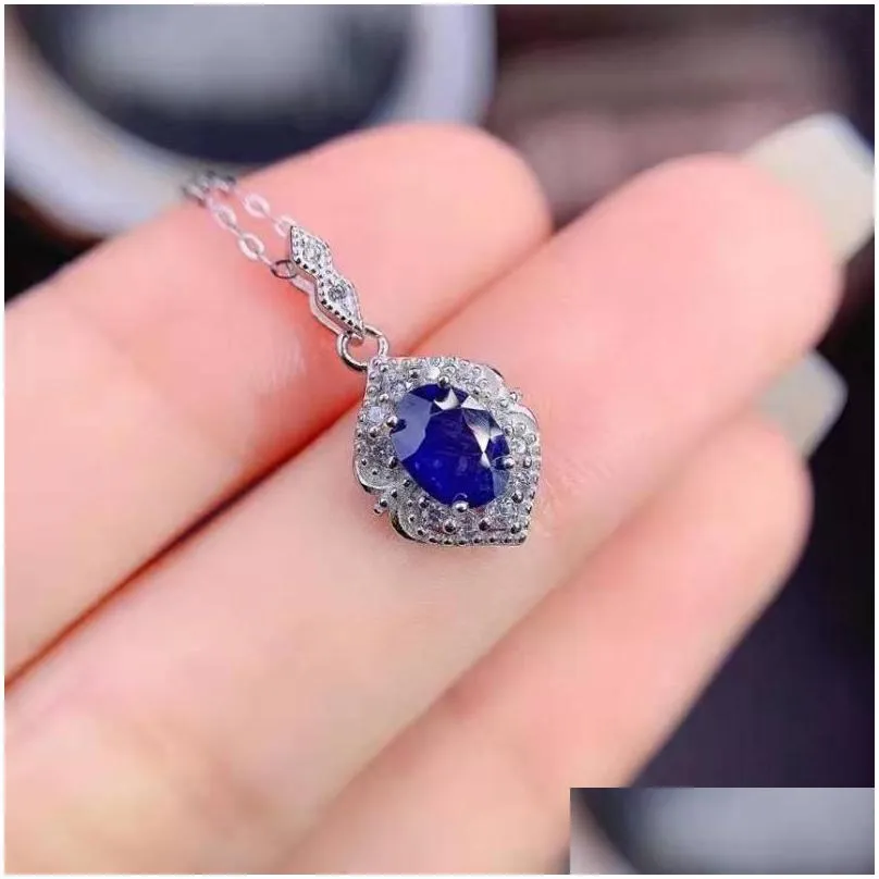 necklace earrings set royal blue imitate sapphire stone jewelry silver color flower shape earring ring wedding eengagement bridal gift