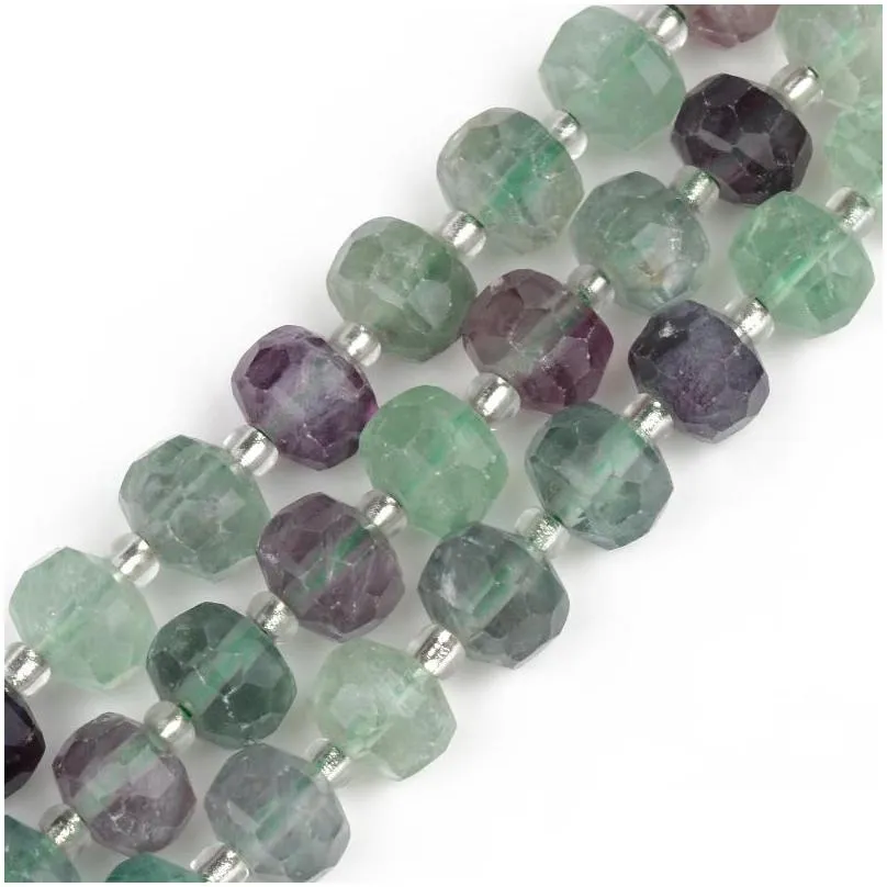 beads 8x6mm faceted natural stone amazonite sunstone quartzs prehnite fluorite loose for jewelry making diy bracelet 7.5