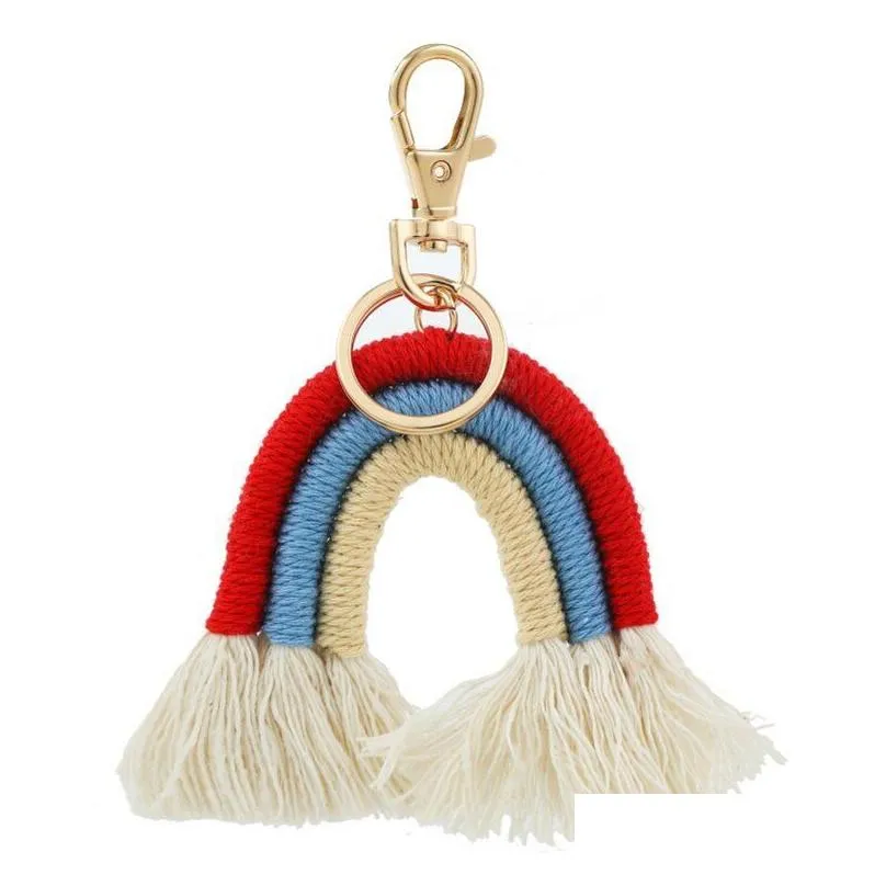 rainbow tassel key chain key ring for ladies handmade keychains boyfriend gift girl cute keychain bag charm keyring