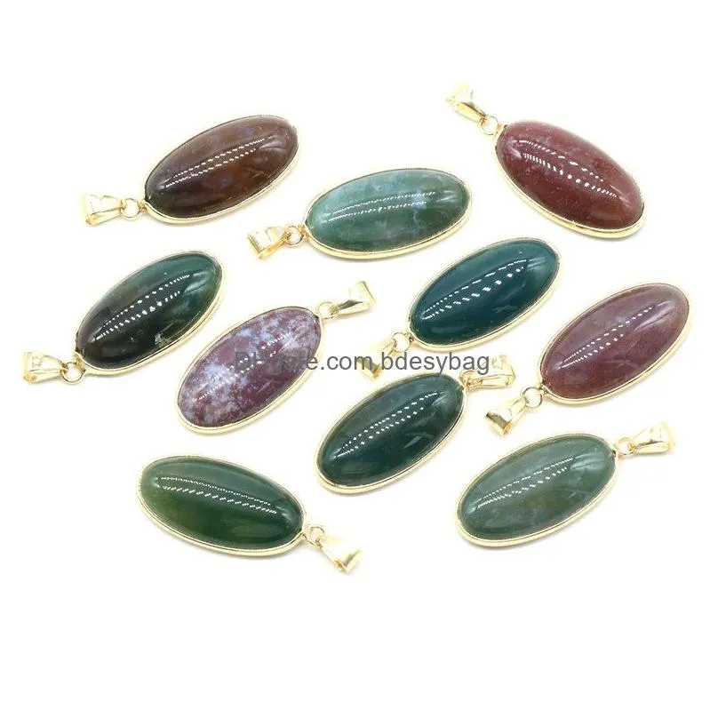 natural stone pendants waterdrop shape mixed stone agate crystal chakra healing stones charms for jewelry making necklace bracelet