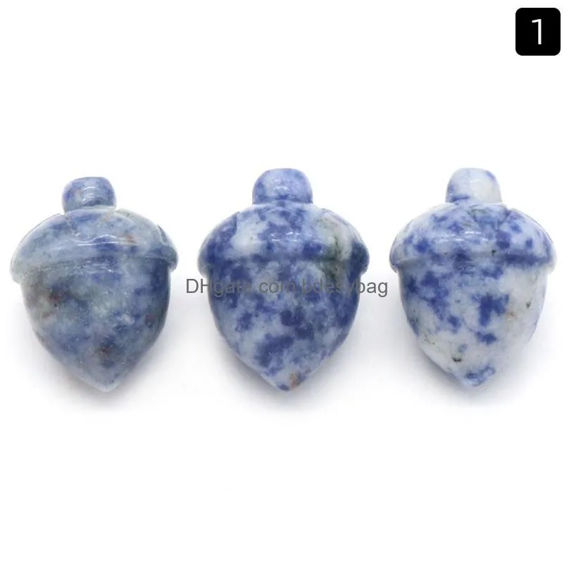 natural sodalite stone hazelnut ornaments gemstone pine nuts carved home decoration crystal crafts for christmas