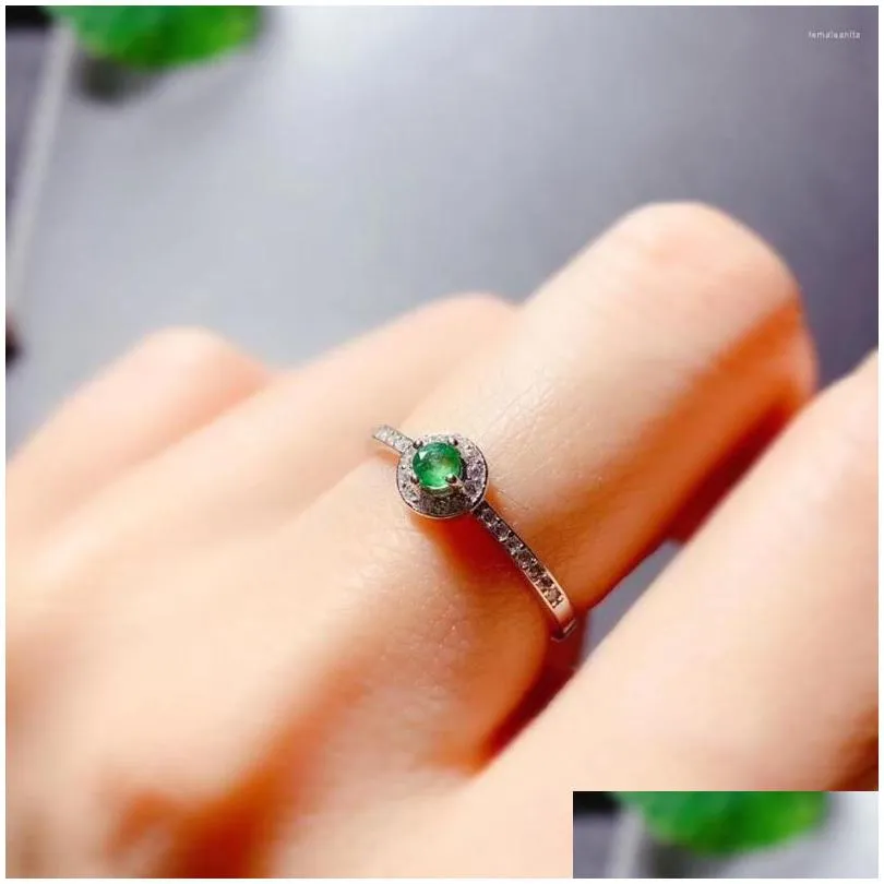 cluster rings kjjeaxcmy fine jewelry natural emerald 925 sterling silver adjustable gemstone women ring support test classic