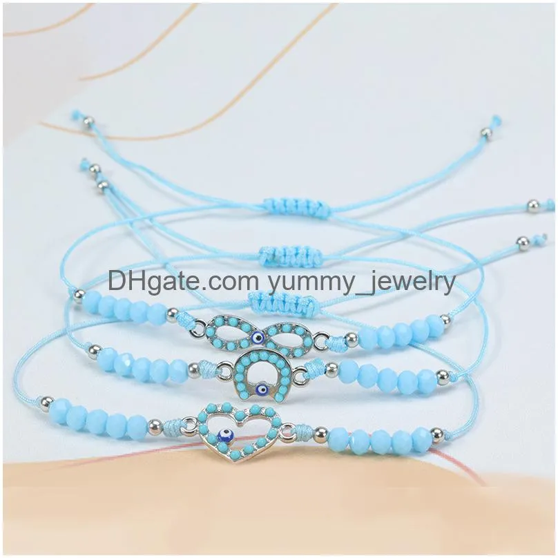 12pc/set blue beads starfish  love bracelet series marine hand adjustable braided bracelet set