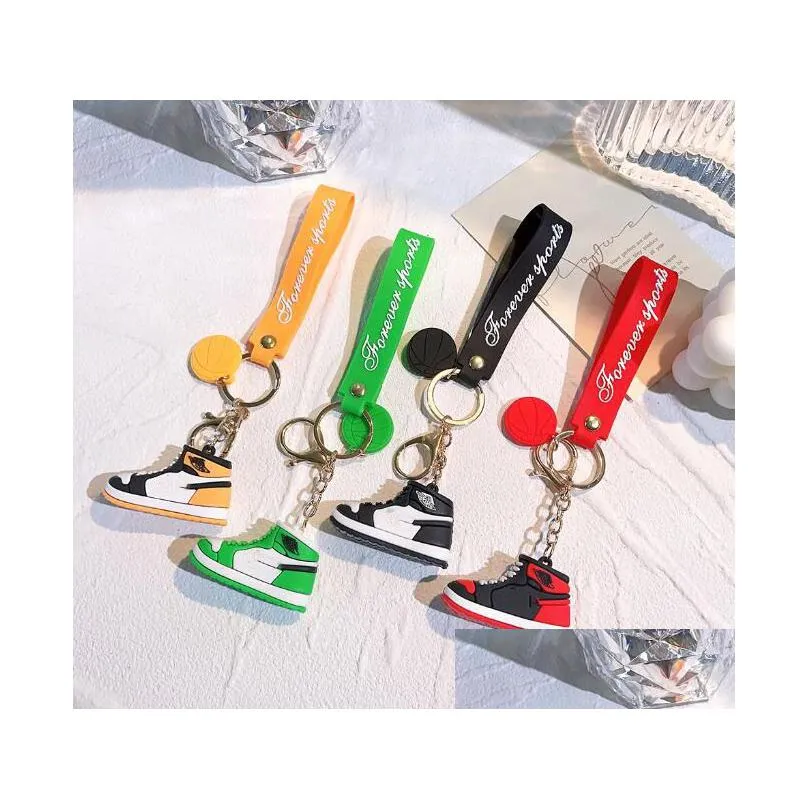 6style creative 3d mini basketball shoes stereoscopic model keychains sneakers enthusiast souvenirs keyring car pendant gift