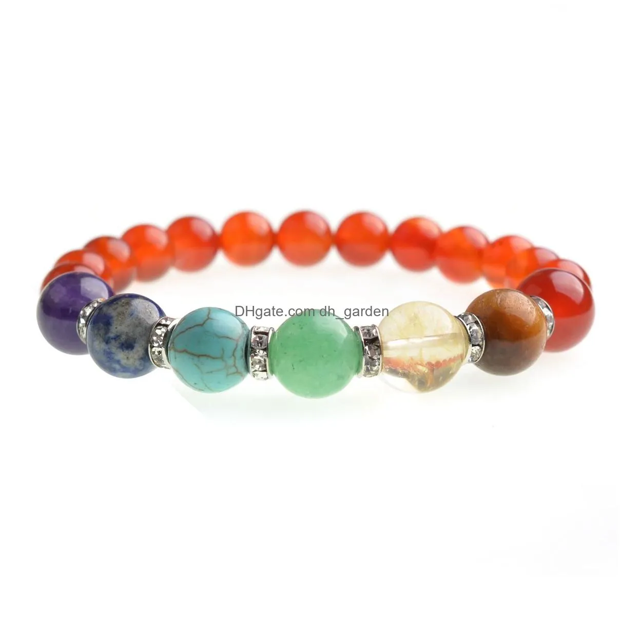 7 gemstone bracelet personalized 8 mm 7 chakra semiprecious stones natural gemstone round beads beads healing crystal elastic bracelet