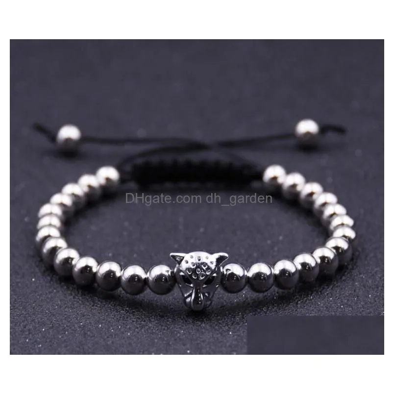 leopard head hollow copper beads bead bracelet mens popular handmade designer bracelet