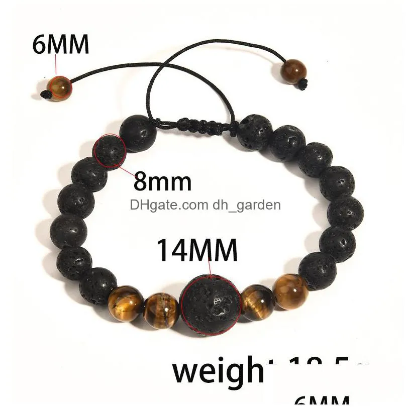 adjustable beads bracelets mens lava rock stone beaded strand anxiety  oil volcanic bracelet set