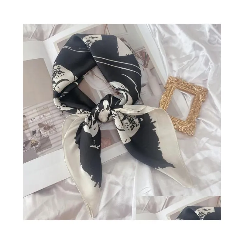14style fashion letters print imitate silk scarf headband for women long handle scarves shoulder tote luggage ribbon head wrap