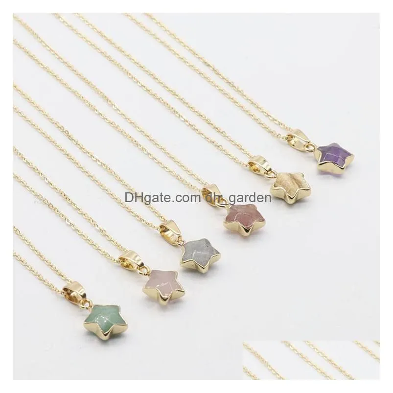 natural crystal agate cut five pointed star phnom penh pendant necklace charming  and exquisite women