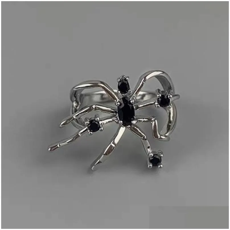 wedding rings surflove gothic dark souls zircon paired spider for teens opening adjustable aesthetic jewelry 2022 trend