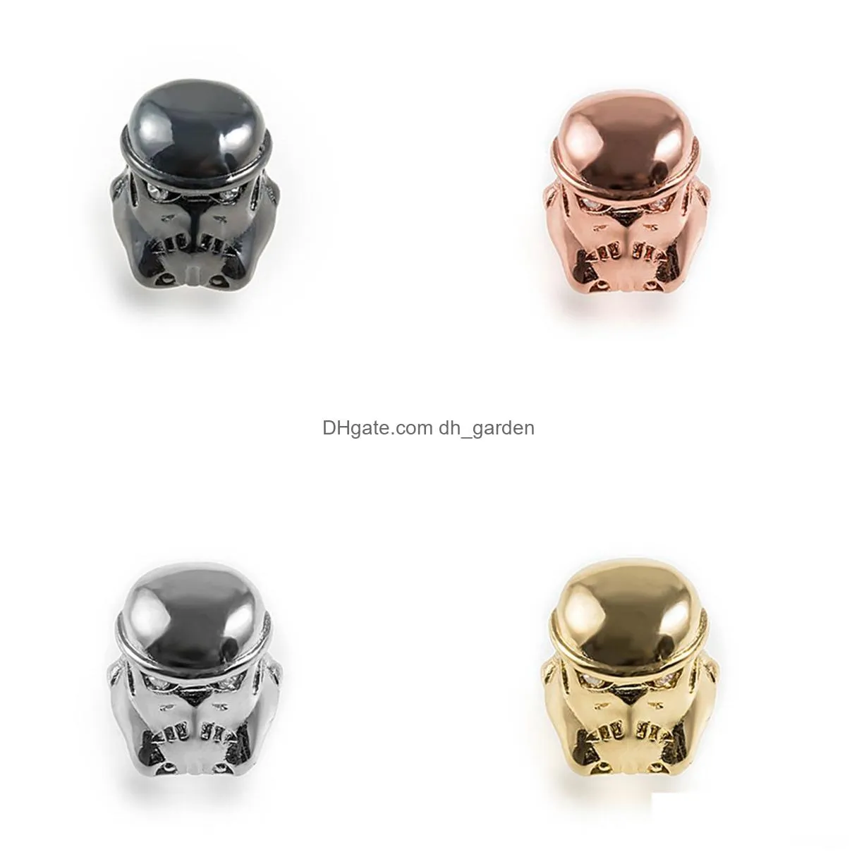 4 color metal knight helmet space beads for jewelry diy bracelet making fashion brass micro pave crystal geometry alloy black cz rhinestone