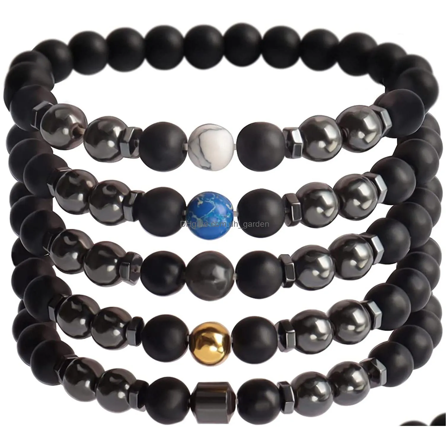 magnetic matte onyx beaded anklet 9inch women strand anti swelling therapy ankle hematite bracelet for healing chakra weight loss circle star beach lady